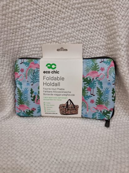 Eco Chic Foldable Holdall -Flamingo