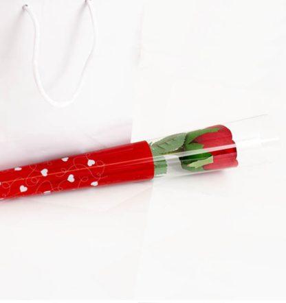 single red rose in a heart cone