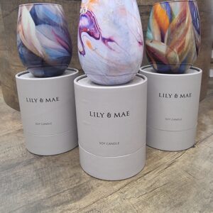 L&M Candle Premium soy candle in a beautiful glass vessel Gift box.