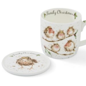 Royal Worcester Wrendale Designs - 0.31L/11Fl.oz Mug & Coaster Family Christmas